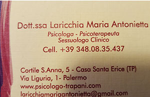 Psicologa Psicoterapeuta Sessuologa  Dott.ssa Maria Antonietta Laricchia